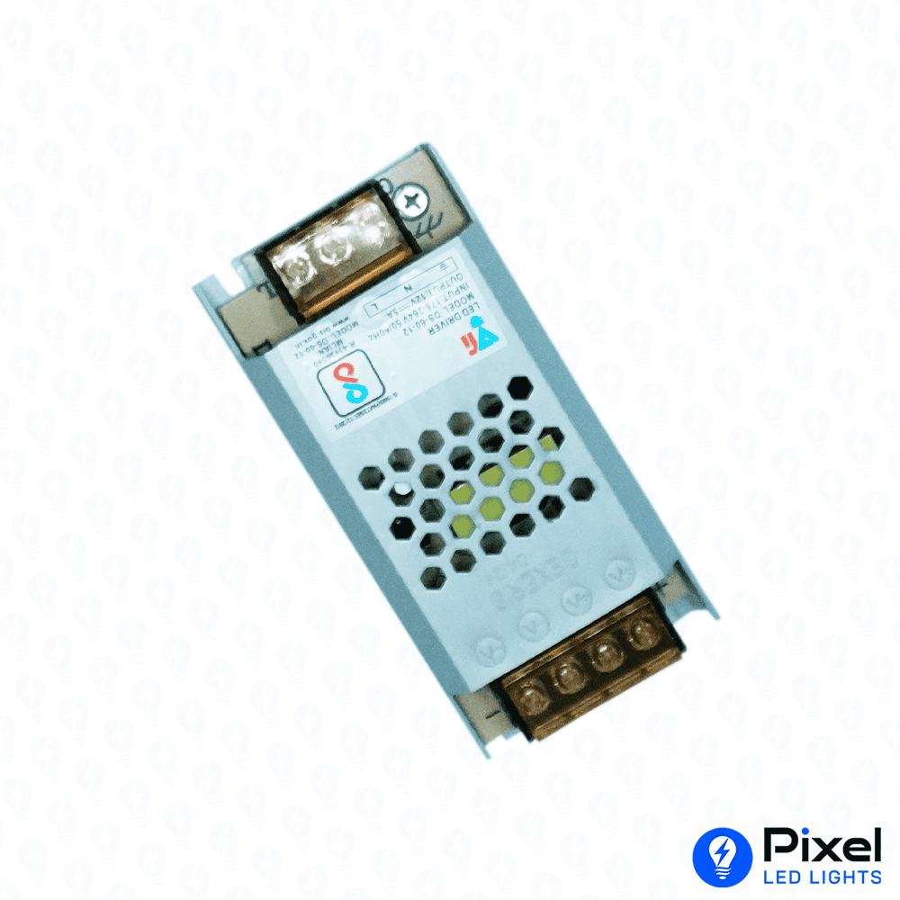 12V 5A Gexer Slim Power Supply – Max 60W Output (Metal Body)