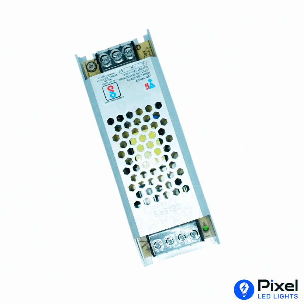 12V 10A Gexer Slim Power Supply – Max 120W Output (Metal Body)
