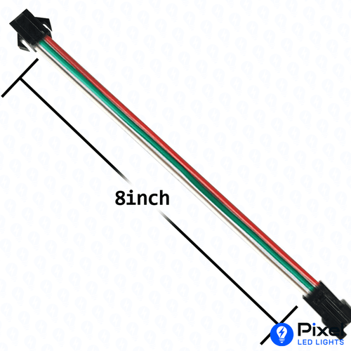 Copper Wire 3 Pin Long Connector - 8 Inch - (Pack of 10)