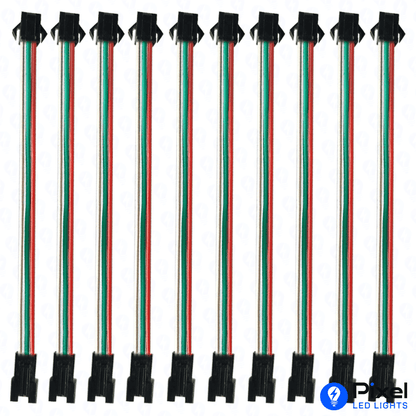 Copper Wire 3 Pin Long Connector - 8 Inch - (Pack of 10)