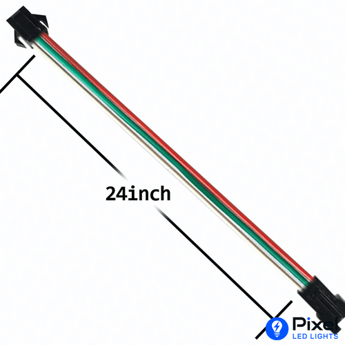 Copper Wire 3 Pin Long Connector - 24 Inch - (Pack of 10)