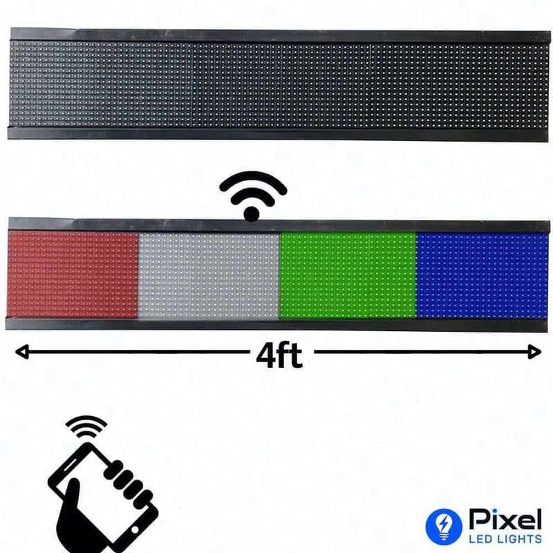 8 inch x 4ft Multi Color Scrolling LED Display Board with WiFi Controller, Metal Body, 16x128 LEDs