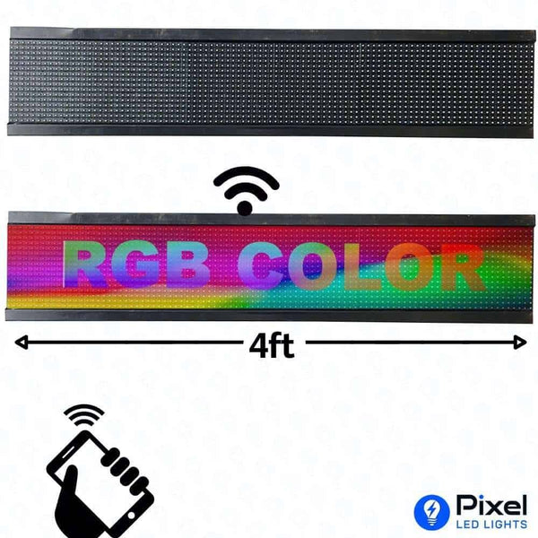 1ft x 4ft RGB Scrolling LED Display Board with WiFi Controller, Metal Body, 16x128 LEDs, 7 Colors