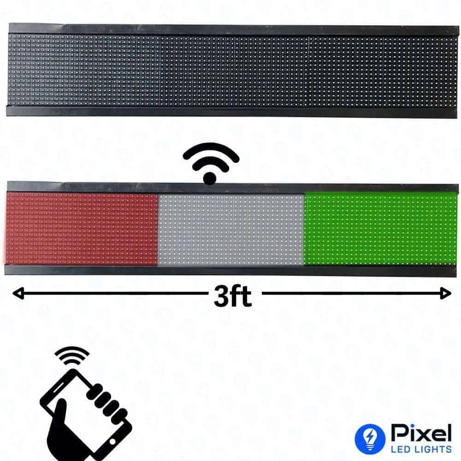 8inch x 3ft Multi Color Scrolling LED Display Board with WiFi Controller, Metal Body, 16x96 LEDs