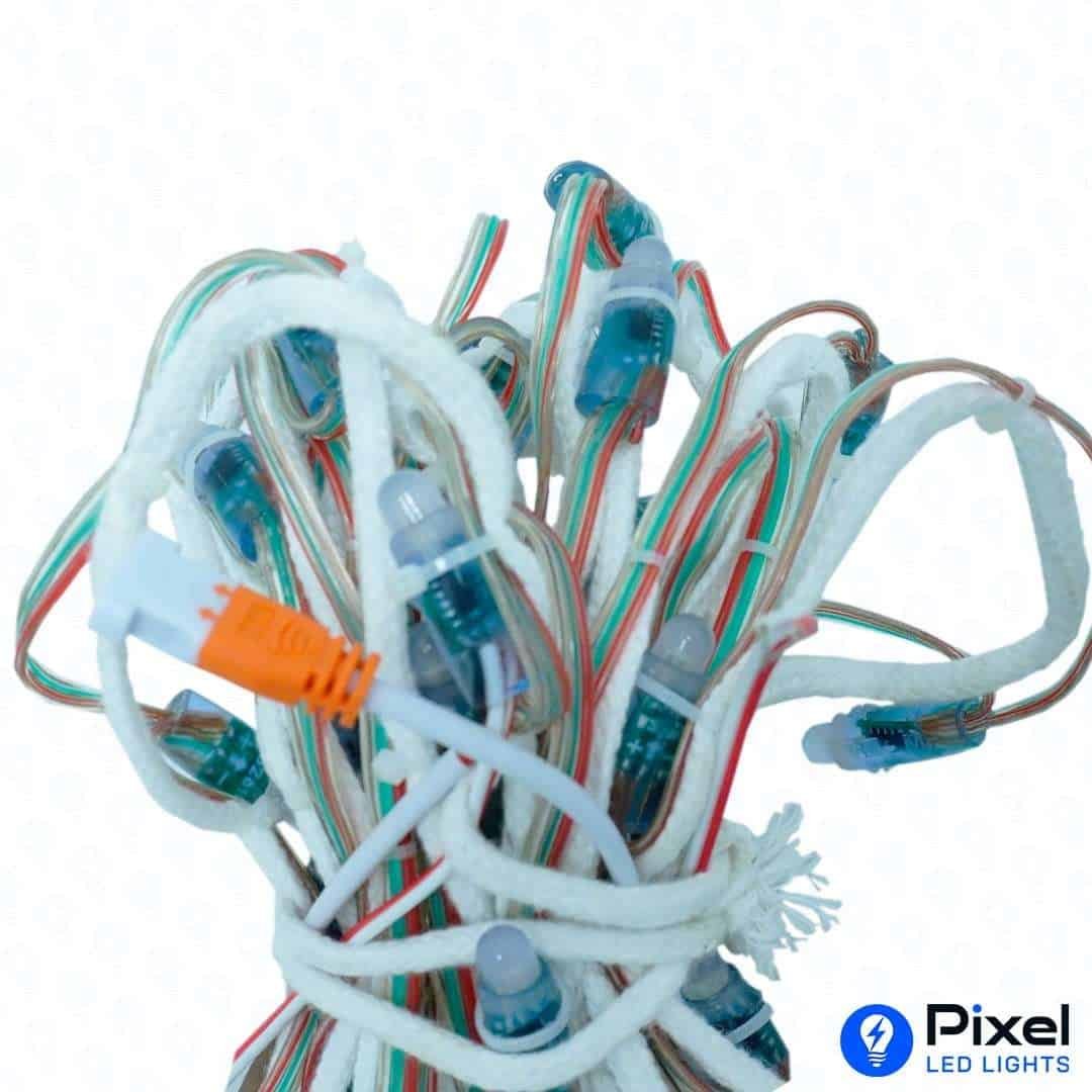 Pixel LED 5inch Gel wire on Rope (Multicolor, WS2811, 50LEDs) 20 Feet Length - SKU 1008
