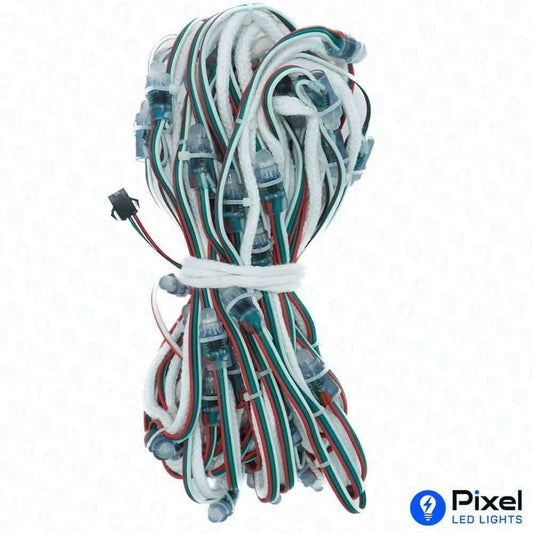 Pixel LED 7inch on Rope (Multicolor, WS2811, 50LEDs) 28 Feet Length - SKU 1007