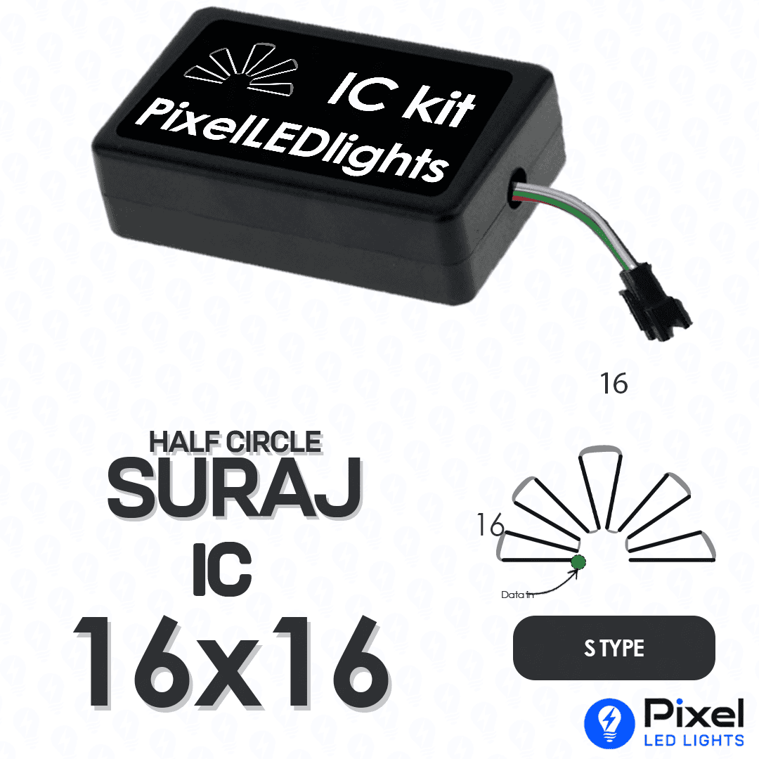 Pixel LED IC Controller for Half Circle Suraj S Type 16×16 – 30+ Dynamic Effects