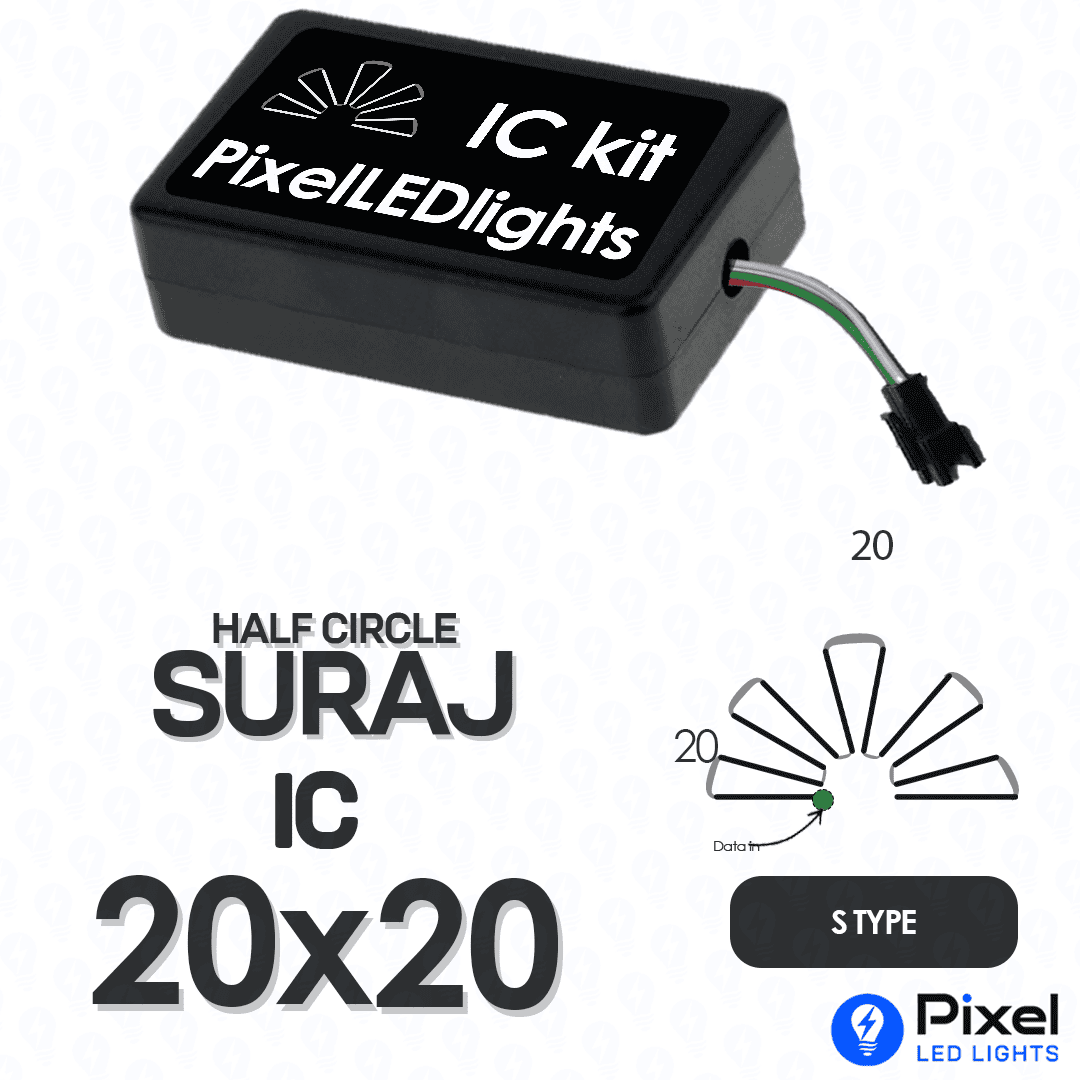 Pixel LED IC Controller for Half Circle Suraj S Type 20×20 – 30+ Dynamic Effects