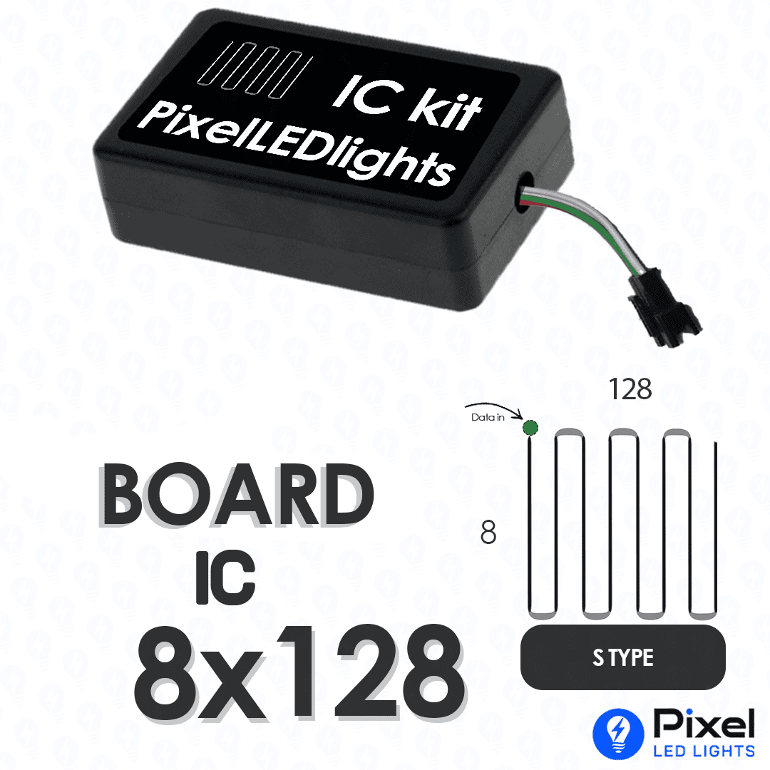 Pixel LED IC Controller for Board Panel S Type 8×128 – 30+ Dynamic Effects