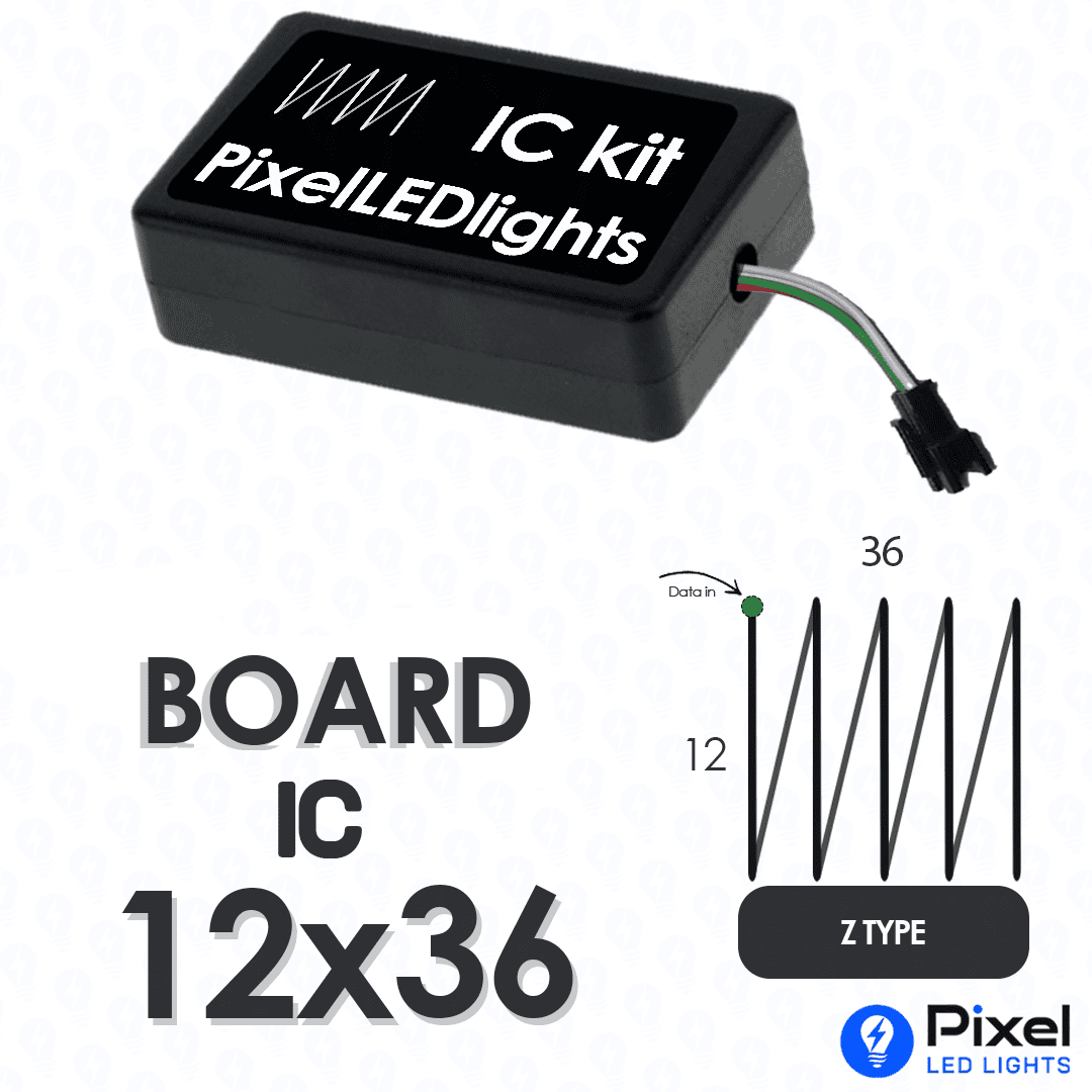 Pixel LED IC Controller for Board Panel Z Type 12×36 – 30+ Dynamic Effects