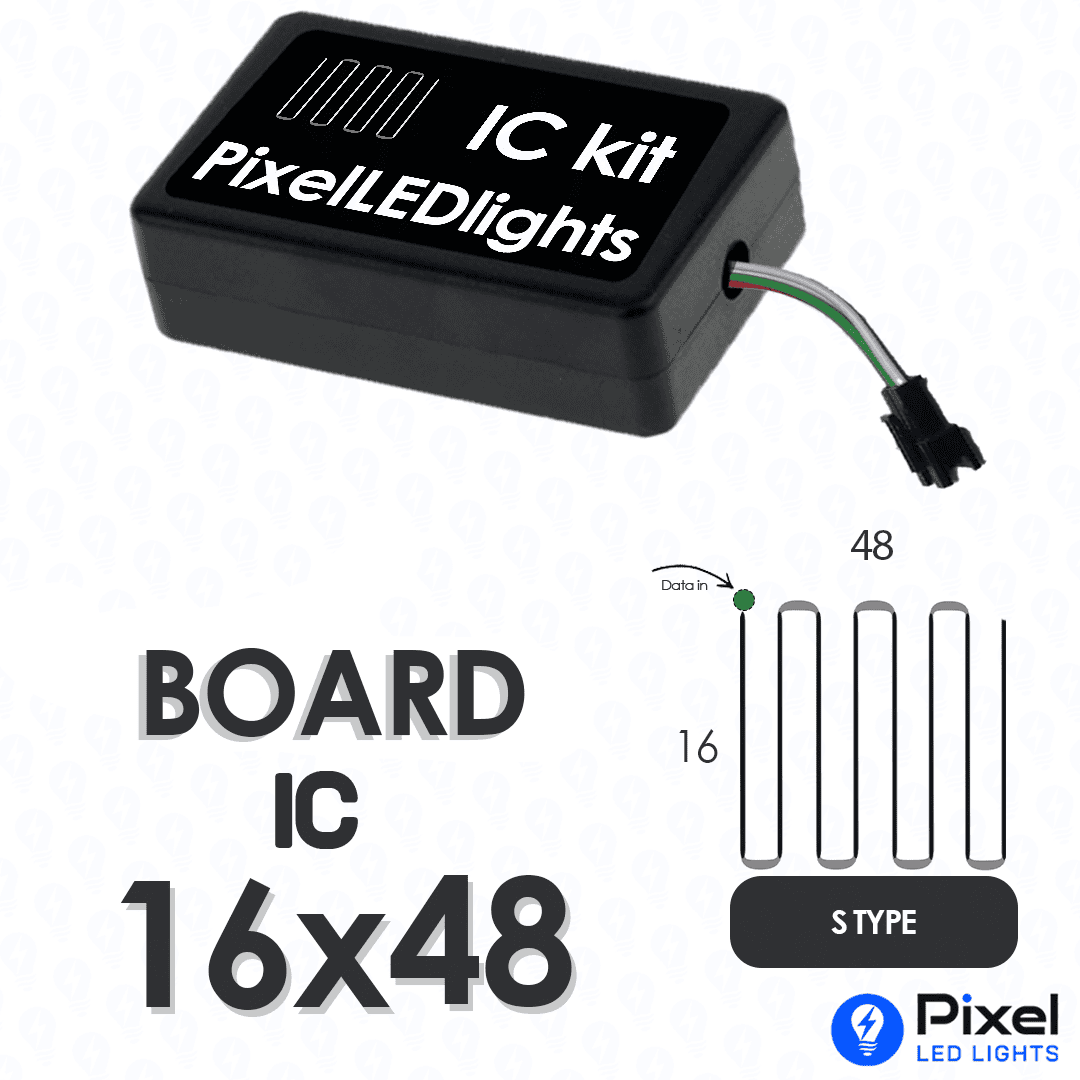 Pixel LED IC Controller for Board Panel S Type 16×48 – 30+ Dynamic Effects