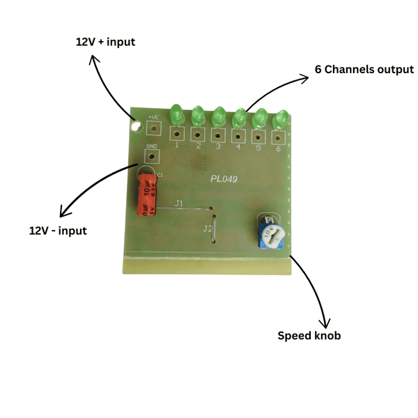 12V 6-Channel Chaser (12V Running Effects ) 100 LED Per Channel With Speed Adjustment
