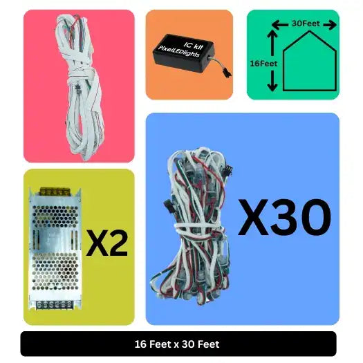 16x30 Feet LED Building Decoration Lights – Festive Architectural Lighting