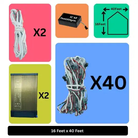 16x40 Feet LED Building Decoration Lights – Festive Architectural Lighting