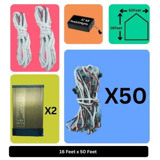 16x50 Feet LED Building Decoration Lights – Festive Architectural Lighting