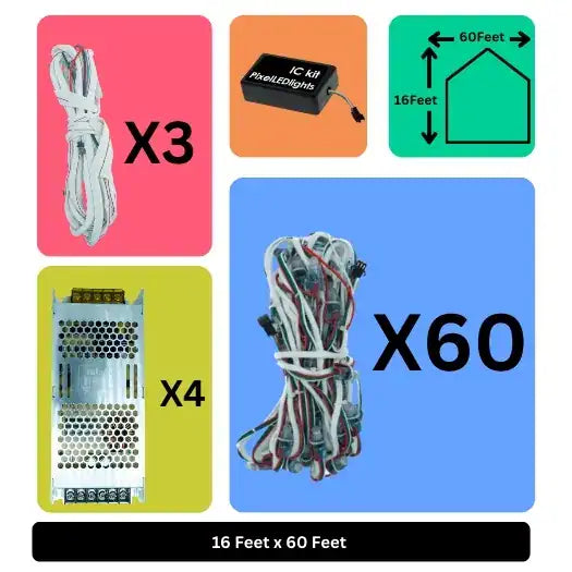 16x60 Feet LED Building Decoration Lights with T8000 Controller