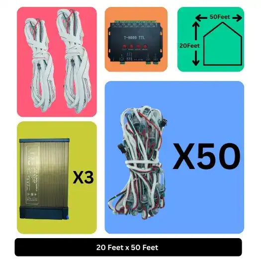20x50 Feet LED Building Decoration Lights with T8000 Controller