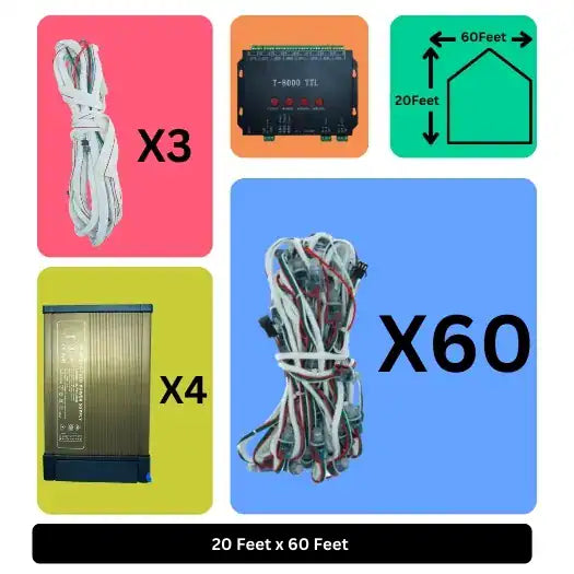 20x60 Feet LED Building Decoration Lights with T8000 Controller