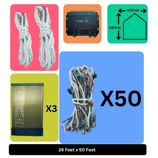 24x50 Feet LED Building Decoration Lights with T8000 Controller