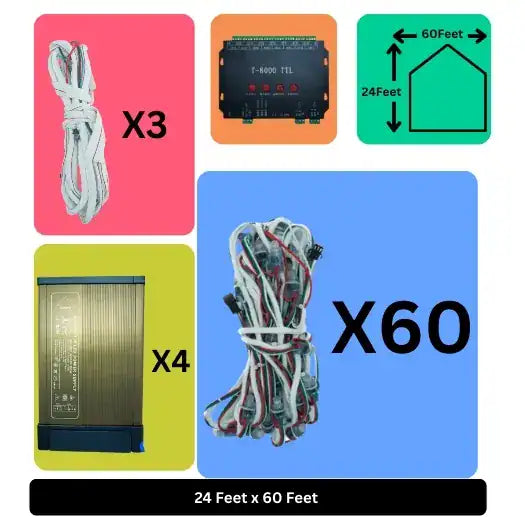 24x60 Feet LED Building Decoration Lights with T8000 Controller