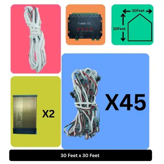 30x30 Feet LED Building Decoration Lights with T8000 Controller