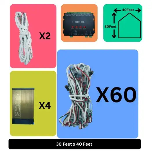 30x40 Feet LED Building Decoration Lights with T8000 Controller