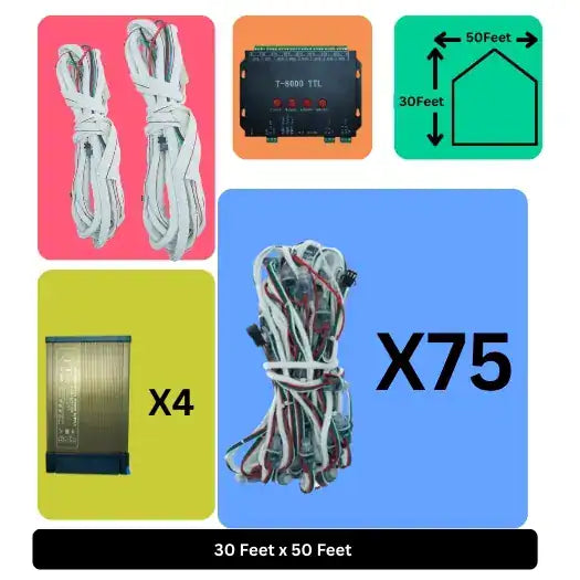 30x50 Feet LED Building Decoration Lights with T8000 Controller