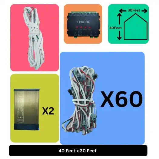 40x30 Feet LED Building Decoration Lights with T8000 Controller