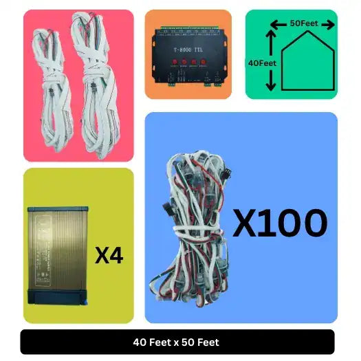 40x50 Feet LED Building Decoration Lights with T8000 Controller