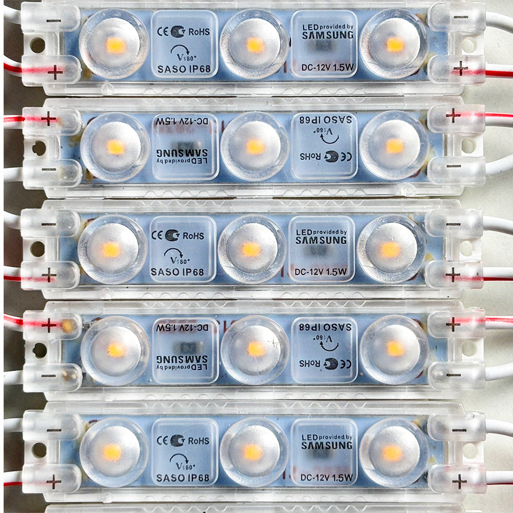 Yellow 12V 3-LED Module - 100% Waterproof Direct Light ( Pack Of 10 ...